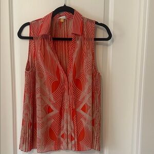 Leifsdottir Vibrant Red and Cream Blouse